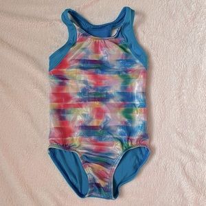 GK Rainbow Mesh-back Leotard Turquoise